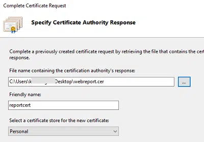 Complete Certificate Request