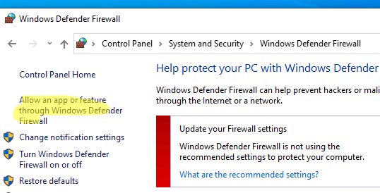 Windows Defender Firewall